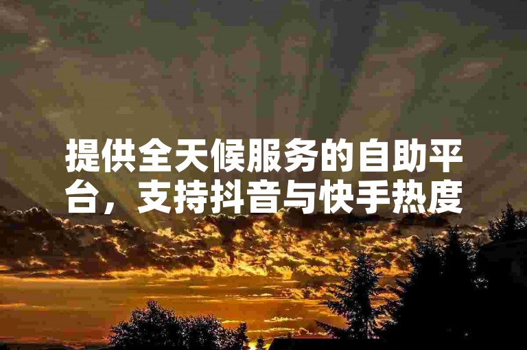 提供全天候服务的自助平台，支持抖音与快手热度购买，并接受微信支付。