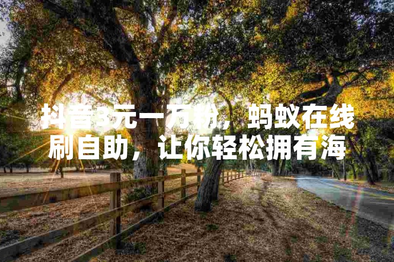 抖音3元一万粉，蚂蚁在线刷自助，让你轻松拥有海量粉丝。
