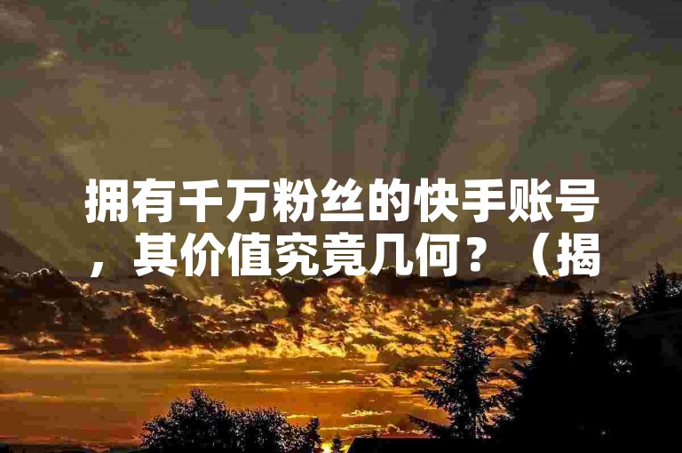 拥有千万粉丝的快手账号，其价值究竟几何？（揭秘快手账号的商业潜力，千万级粉丝背后的盈利秘密）