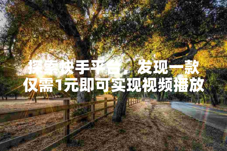 探索快手平台，发现一款仅需1元即可实现视频播放量破万的实用软件。