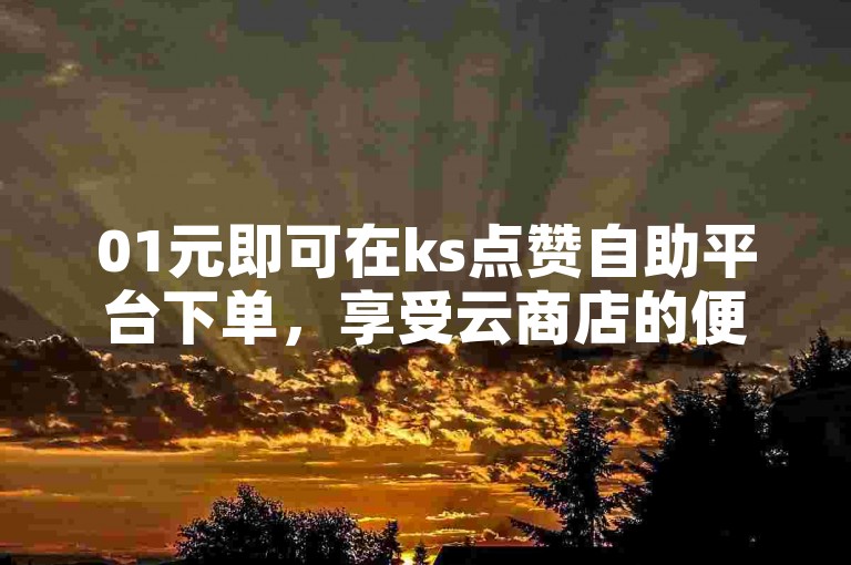 01元即可在ks点赞自助平台下单，享受云商店的便捷服务。