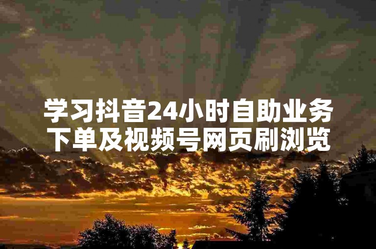 学习抖音24小时自助业务下单及视频号网页刷浏览技巧。