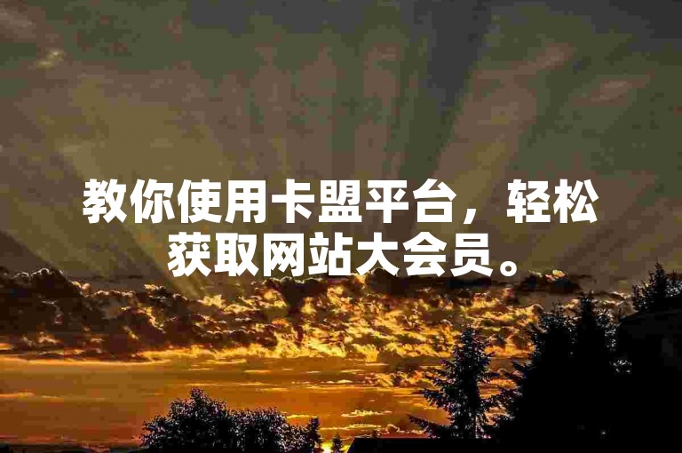教你使用卡盟平台，轻松获取网站大会员。