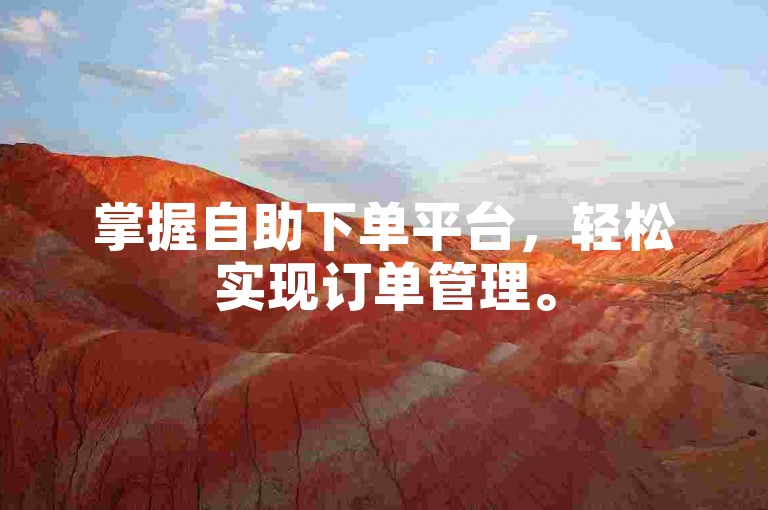 掌握自助下单平台，轻松实现订单管理。