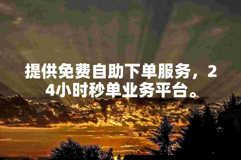提供免费自助下单服务，24小时秒单业务平台。