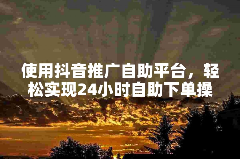 使用抖音推广自助平台，轻松实现24小时自助下单操作。