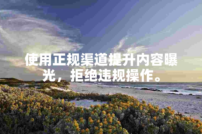 使用正规渠道提升内容曝光，拒绝违规操作。