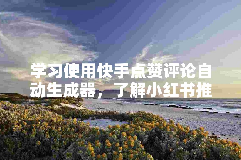 学习使用快手点赞评论自动生成器，了解小红书推广费用价格表。
