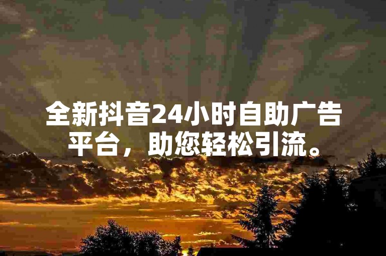 全新抖音24小时自助广告平台，助您轻松引流。
