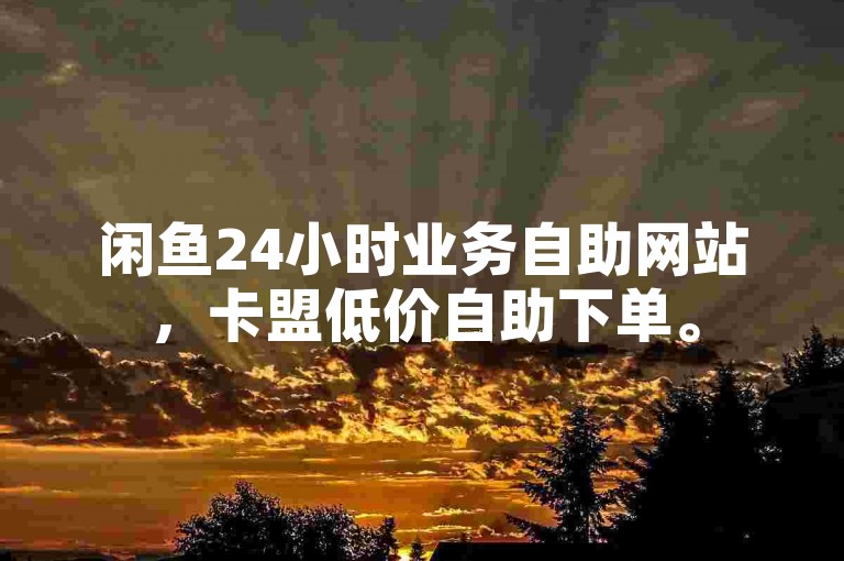 闲鱼24小时业务自助网站，卡盟低价自助下单。