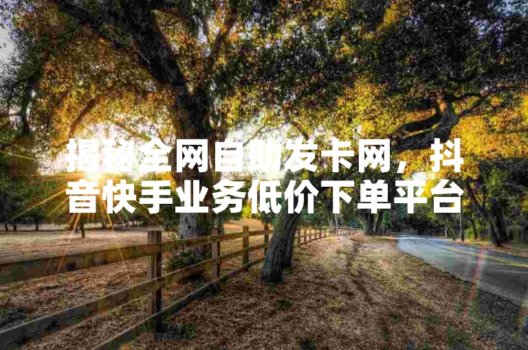 揭秘全网自助发卡网，抖音快手业务低价下单平台。