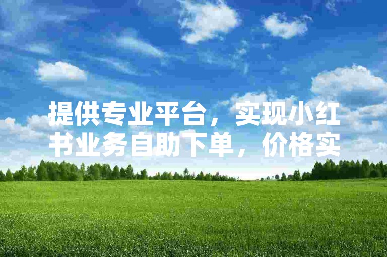 提供专业平台，实现小红书业务自助下单，价格实惠。