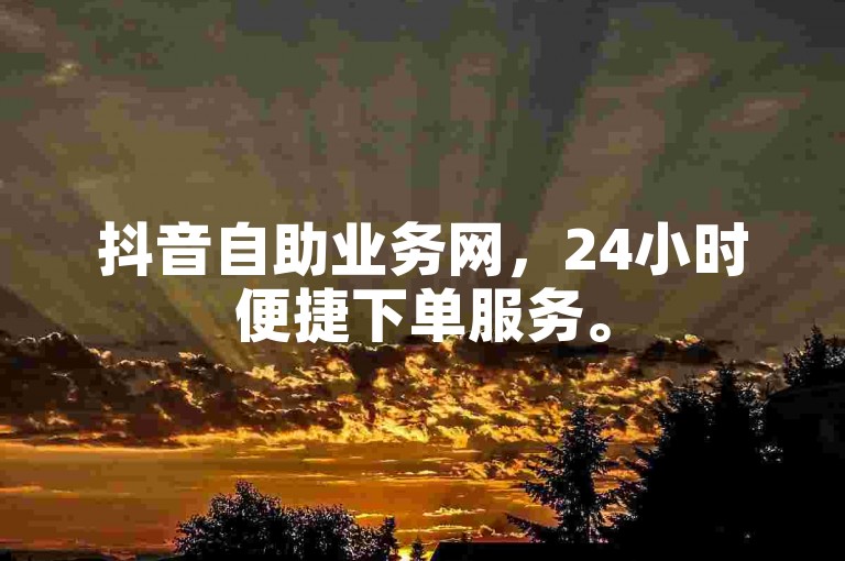 抖音自助业务网，24小时便捷下单服务。