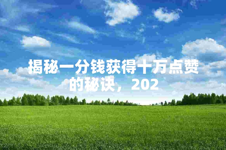 揭秘一分钱获得十万点赞的秘诀，2025必学！