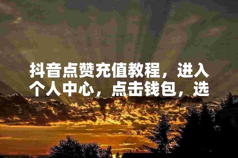 抖音点赞充值教程，进入个人中心，点击钱包，选择充值即可。