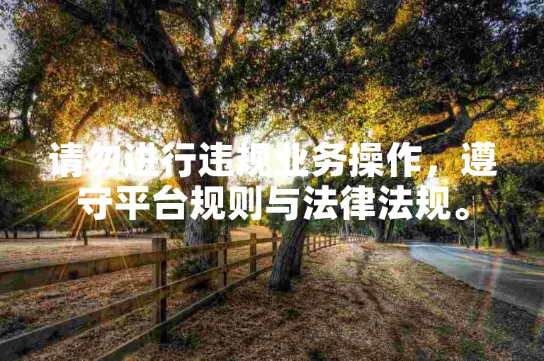 请勿进行违规业务操作，遵守平台规则与法律法规。