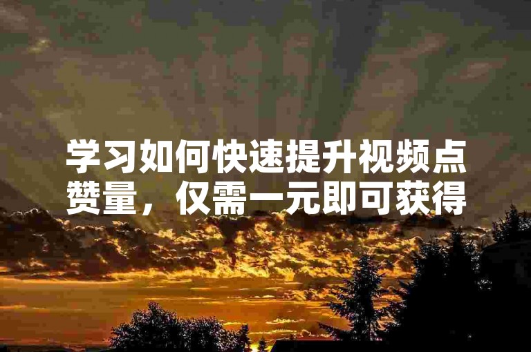 学习如何快速提升视频点赞量，仅需一元即可获得百赞。