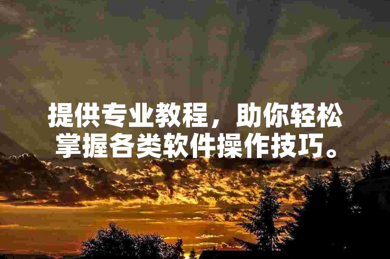 提供专业教程，助你轻松掌握各类软件操作技巧。