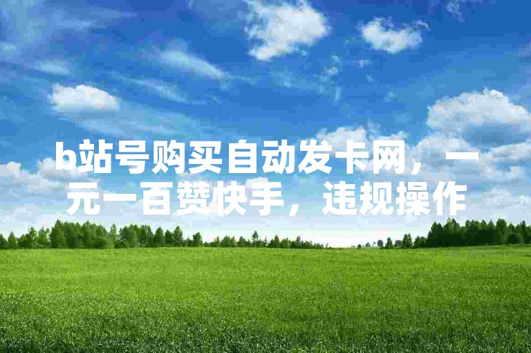 b站号购买自动发卡网，一元一百赞快手，违规操作不可取。