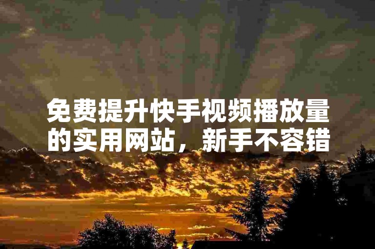 免费提升快手视频播放量的实用网站，新手不容错过！