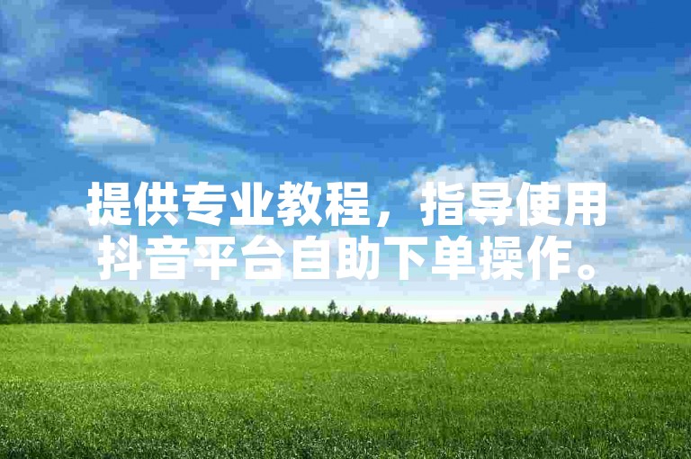 提供专业教程，指导使用抖音平台自助下单操作。