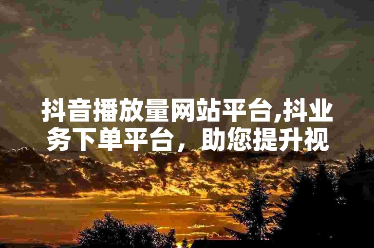 抖音播放量网站平台,抖业务下单平台，助您提升视频曝光。