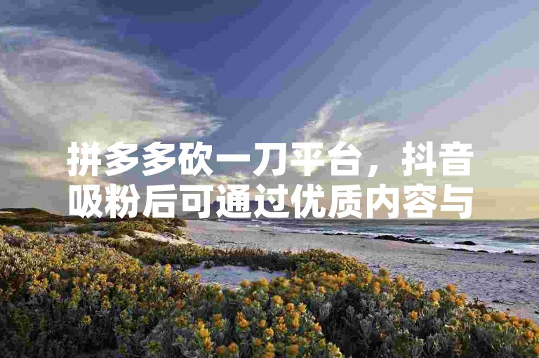 拼多多砍一刀平台，抖音吸粉后可通过优质内容与互动实现转化。