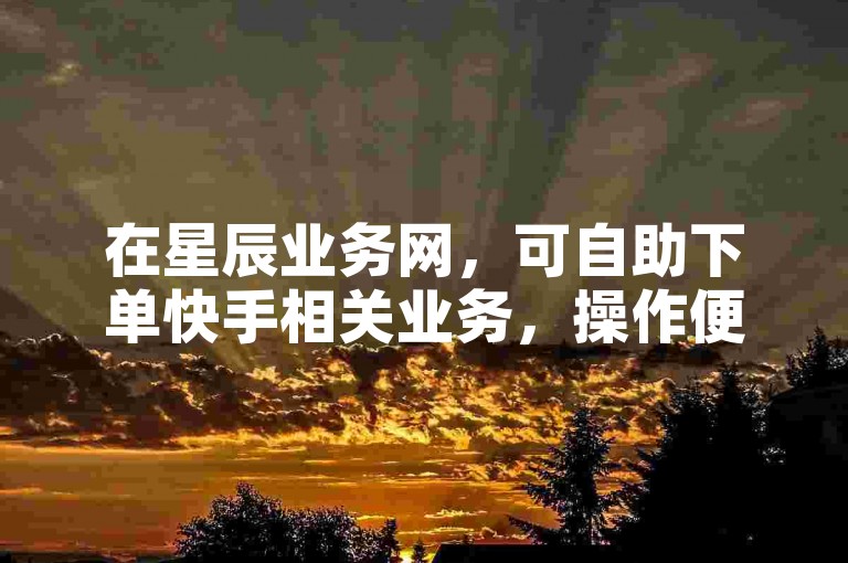 在星辰业务网，可自助下单快手相关业务，操作便捷。