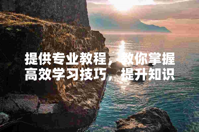提供专业教程，教你掌握高效学习技巧，提升知识吸收能力。