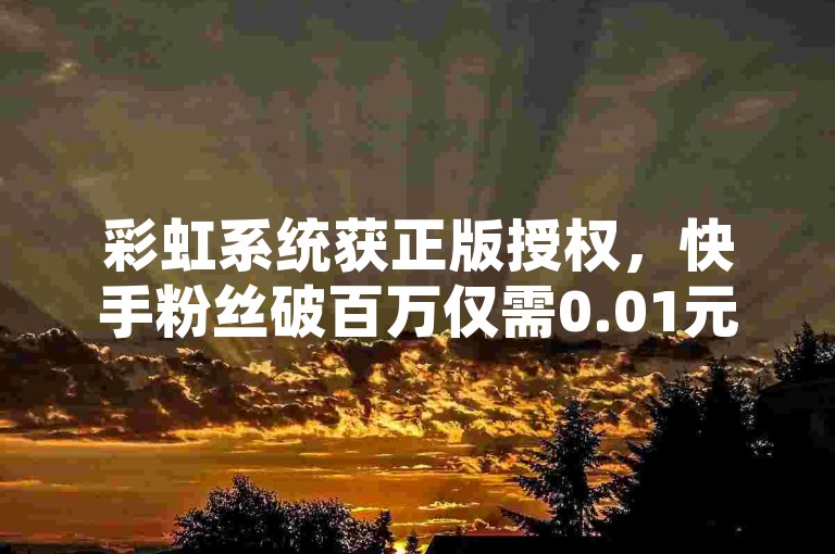彩虹系统获正版授权，快手粉丝破百万仅需0.01元。