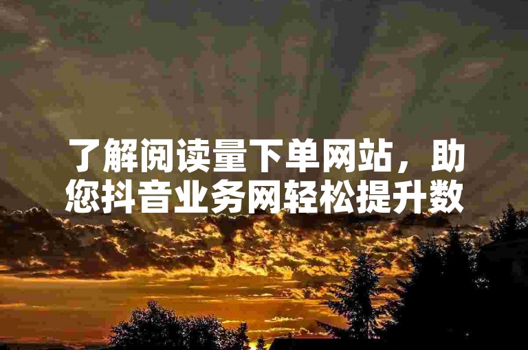 了解阅读量下单网站，助您抖音业务网轻松提升数据。
