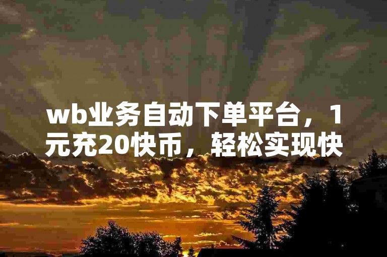wb业务自动下单平台，1元充20快币，轻松实现快速充值。