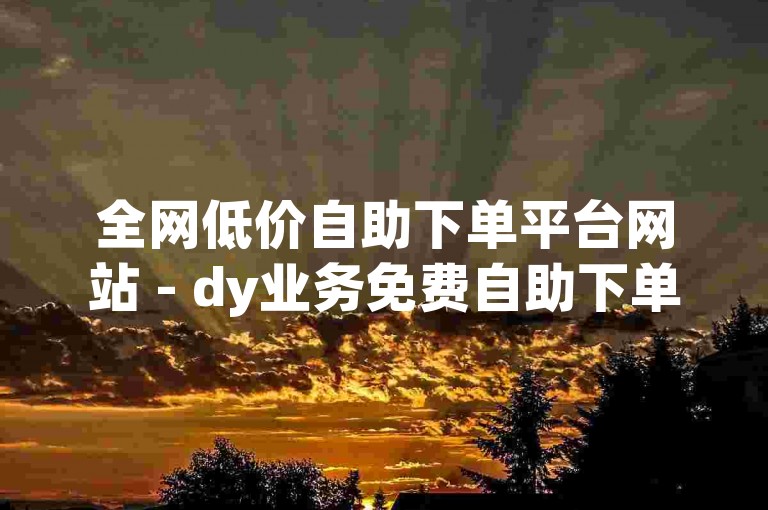 全网低价自助下单平台网站 - dy业务免费自助下单平台微信