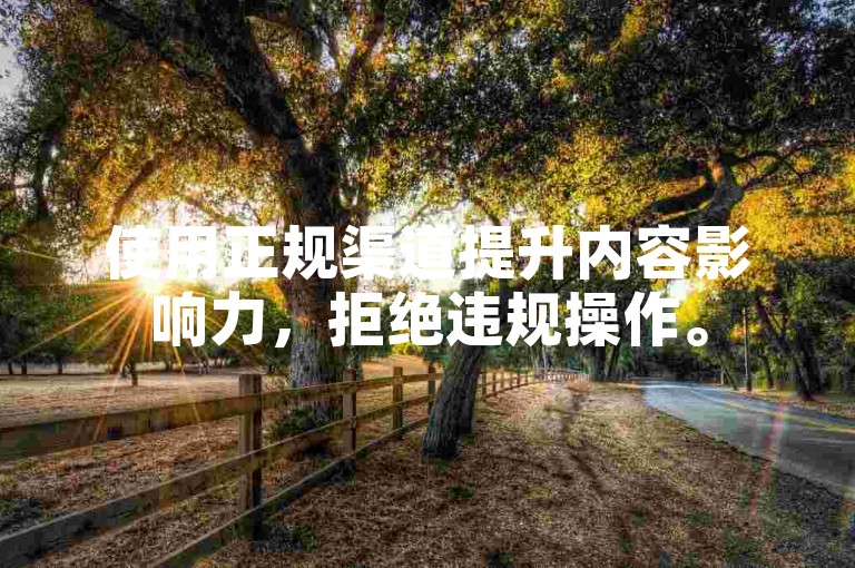 使用正规渠道提升内容影响力，拒绝违规操作。