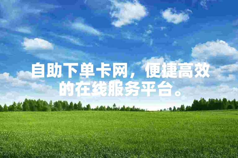 自助下单卡网，便捷高效的在线服务平台。