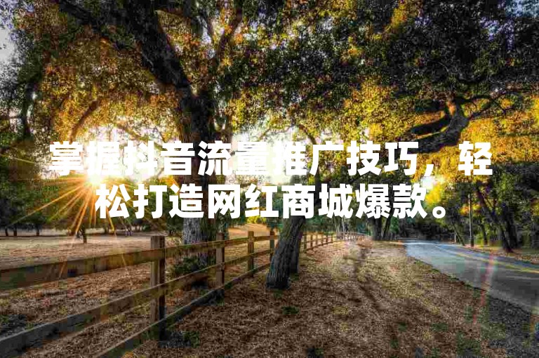 掌握抖音流量推广技巧，轻松打造网红商城爆款。