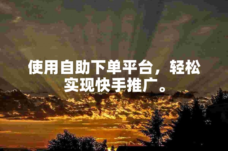 使用自助下单平台，轻松实现快手推广。