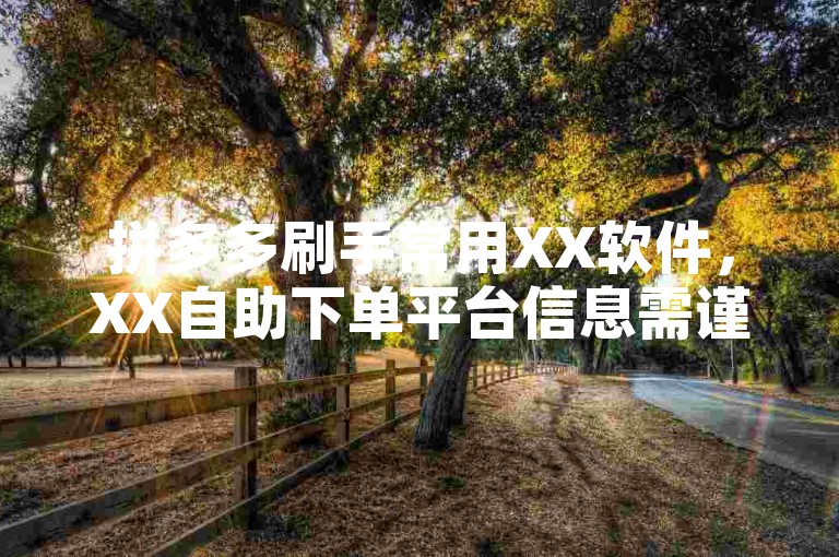 拼多多刷手常用XX软件，XX自助下单平台信息需谨慎辨别。