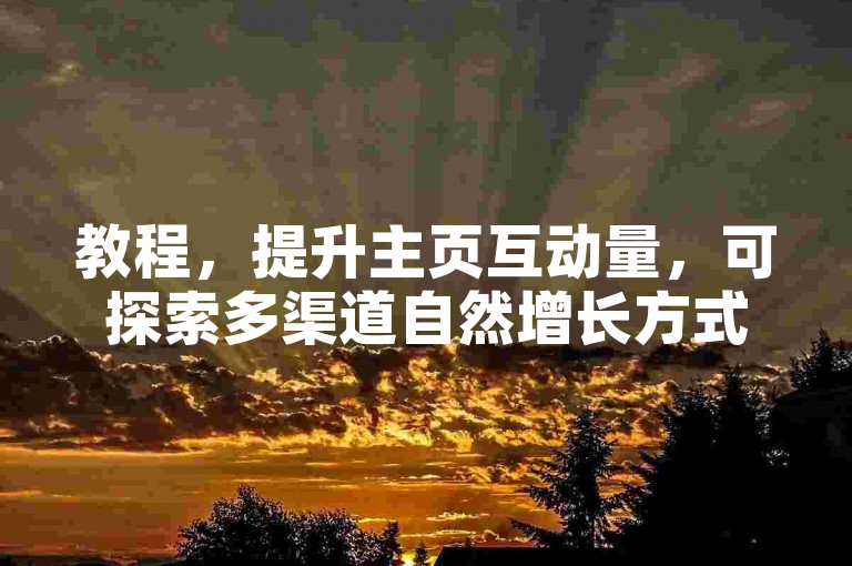 教程，提升主页互动量，可探索多渠道自然增长方式。