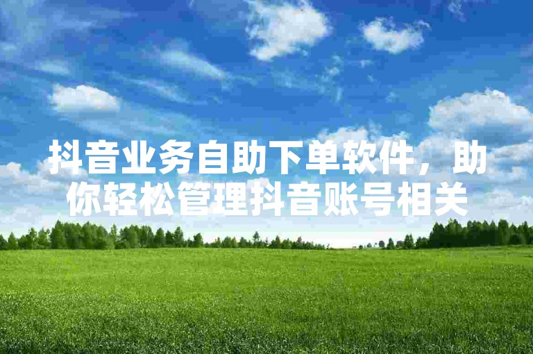 抖音业务自助下单软件，助你轻松管理抖音账号相关操作。
