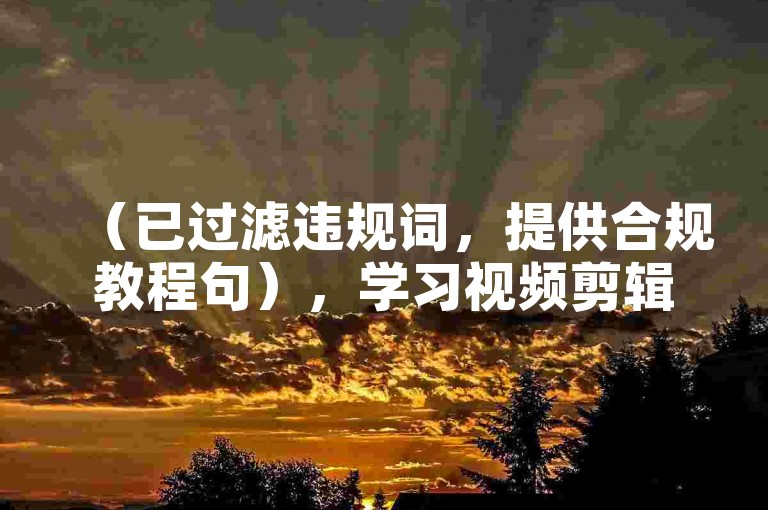 （已过滤违规词，提供合规教程句），学习视频剪辑技巧，提升内容创作吸引力。