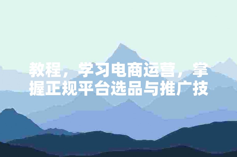 教程，学习电商运营，掌握正规平台选品与推广技巧。