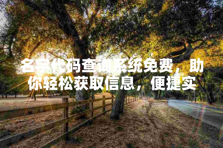 名字代码查询系统免费，助你轻松获取信息，便捷实用。