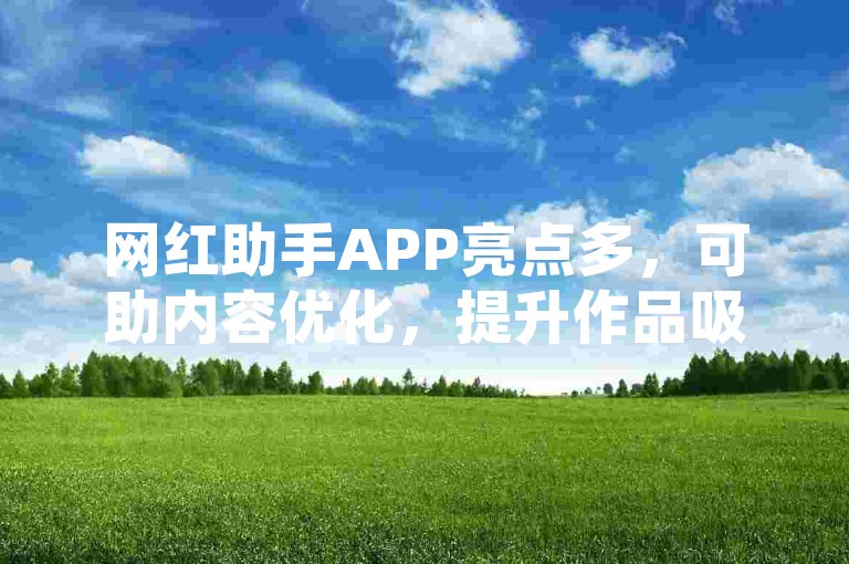 网红助手APP亮点多，可助内容优化，提升作品吸引力。