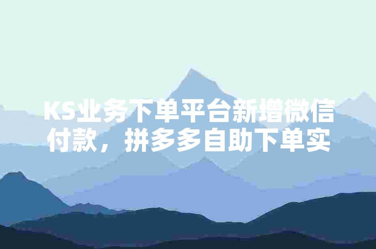 KS业务下单平台新增微信付款，拼多多自助下单实惠，抖音涨粉有诀窍。