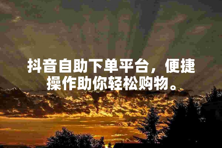 抖音自助下单平台，便捷操作助你轻松购物。