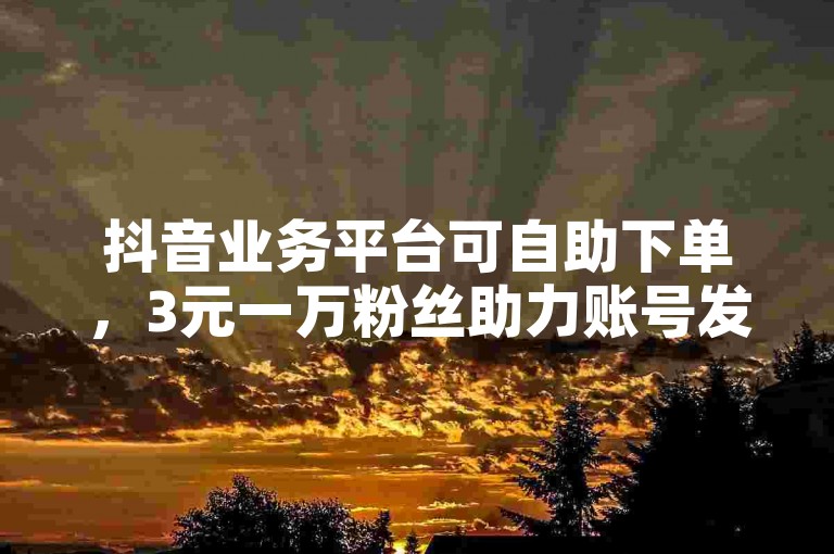 抖音业务平台可自助下单，3元一万粉丝助力账号发展。