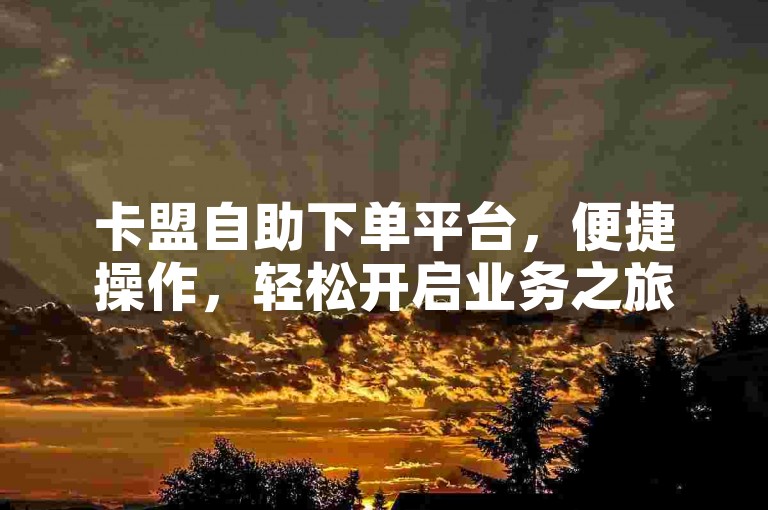 卡盟自助下单平台，便捷操作，轻松开启业务之旅。