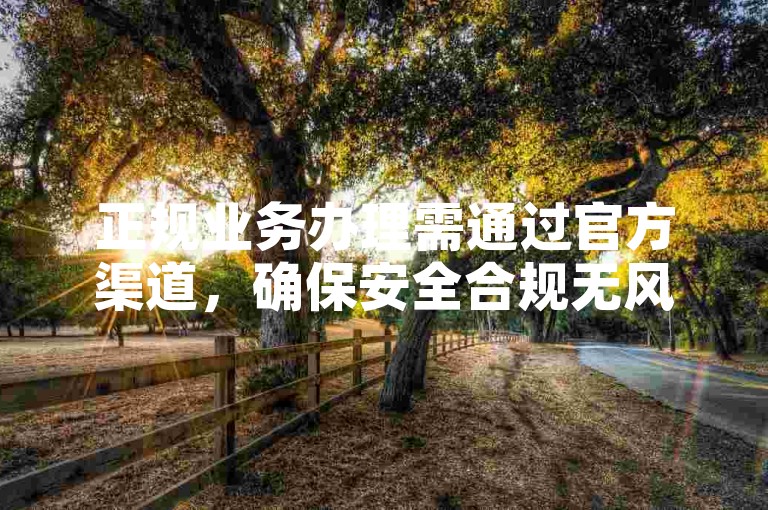 正规业务办理需通过官方渠道，确保安全合规无风险。