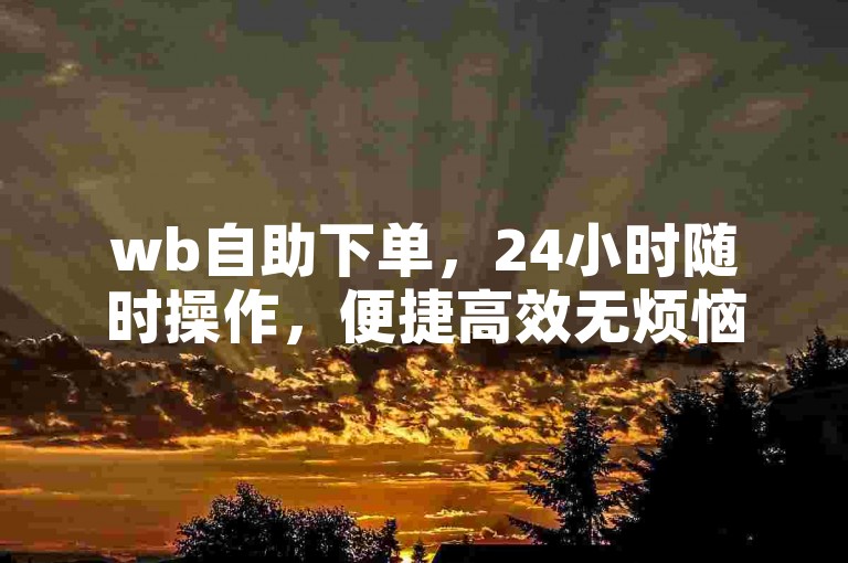 wb自助下单，24小时随时操作，便捷高效无烦恼。